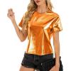 imageMetallic Disco Shirt Women Short Sleeve Shiny Multicolor Top Music Festival OutfitOrange