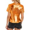 imageMetallic Disco Shirt Women Short Sleeve Shiny Multicolor Top Music Festival OutfitOrange