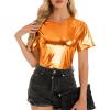 imageMetallic Disco Shirt Women Short Sleeve Shiny Multicolor Top Music Festival OutfitOrange
