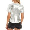 imageMetallic Disco Shirt Women Short Sleeve Shiny Multicolor Top Music Festival OutfitSilver