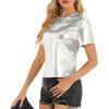 imageMetallic Disco Shirt Women Short Sleeve Shiny Multicolor Top Music Festival OutfitSilver