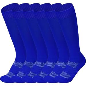 imageAmerican Trends Girls Softball Socks 6 Pairs Baseball Softball Socks for Girls Youth Knee High Soccer SocksBlue