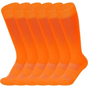 imageAmerican Trends Girls Softball Socks 6 Pairs Baseball Softball Socks for Girls Youth Knee High Soccer SocksOrange