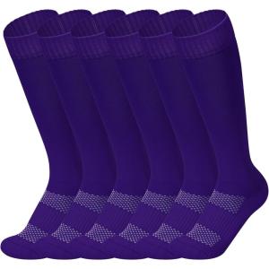imageAmerican Trends Girls Softball Socks 6 Pairs Baseball Softball Socks for Girls Youth Knee High Soccer SocksPurple