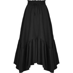 imageAmerican Trends Womens Renaissance Pirate Skirt Medieval Long Flowy Maxi Skirt for Ren Faire Halloween Outfit with PocketsBlack