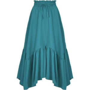 imageAmerican Trends Womens Renaissance Pirate Skirt Medieval Long Flowy Maxi Skirt for Ren Faire Halloween Outfit with PocketsBlue