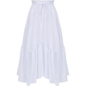 imageAmerican Trends Womens Renaissance Pirate Skirt Medieval Long Flowy Maxi Skirt for Ren Faire Halloween Outfit with PocketsWhite