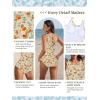 imageAmerican Trends Modest Criss Cross Back One Piece Swimsuit Women Full Coverage Floral Print Long Torso Swim SuitsBluepink Print