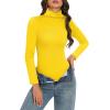 imageAmerican Trends Bodysuit for Women Body Suit Long Sleeve Bodysuit Tops Turtleneck Leotards ShapewearLemon Yellow