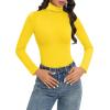 imageAmerican Trends Bodysuit for Women Body Suit Long Sleeve Bodysuit Tops Turtleneck Leotards ShapewearLemon Yellow