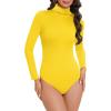 imageAmerican Trends Bodysuit for Women Body Suit Long Sleeve Bodysuit Tops Turtleneck Leotards ShapewearLemon Yellow