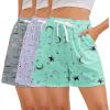 imageAmerican Trends 3 Pack Pajama Shorts Women Casual Elastic Waist Comfy Printed Sleep Lounge Shorts for Women PJ BottomsSet5