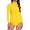 imageAmerican Trends Bodysuit for Women Body Suit Long Sleeve Bodysuit Tops Turtleneck Leotards ShapewearLemon Yellow