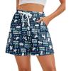 imagePajama Shorts Women Set Casual Elastic Sleep Shorts Summer Lounge Pants Comfy Pj Short with Pockets PrintedBlue Cat