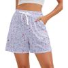 imagePajama Shorts Women Set Casual Elastic Sleep Shorts Summer Lounge Pants Comfy Pj Short with Pockets PrintedPurple Star Heart