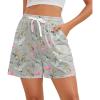 imagePajama Shorts Women Set Casual Elastic Sleep Shorts Summer Lounge Pants Comfy Pj Short with Pockets PrintedRabbit Love Grey