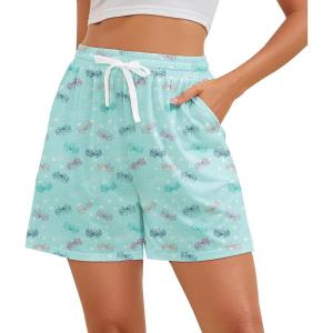 imagePajama Shorts Women Set Casual Elastic Sleep Shorts Summer Lounge Pants Comfy Pj Short with Pockets PrintedBlue Butterfly