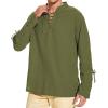 imageMens Pirate Shirt Medieval Renaissance Steampunk Retro Long Sleeve Lace up T Shirt Viking Gothic Halloween Costume TopArmy Green