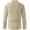 imageMens Pirate Shirt Medieval Renaissance Steampunk Retro Long Sleeve Lace up T Shirt Viking Gothic Halloween Costume TopLight Khaki