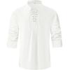 imageMens Pirate Shirt Medieval Renaissance Steampunk Retro Long Sleeve Lace up T Shirt Viking Gothic Halloween Costume TopWhite