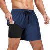 imageMens Swim Trunks with Compression Liner Board Shorts for Men Quick Dry Swimsuits Bathing Suit Swimwear MXXL5 a Navy Blue