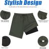 imageMens Swim Trunks with Compression Liner Board Shorts for Men Quick Dry Swimsuits Bathing Suit Swimwear MXXL7army Green