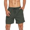 imageMens Swim Trunks with Compression Liner Board Shorts for Men Quick Dry Swimsuits Bathing Suit Swimwear MXXL7army Green