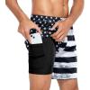 imageMens Swim Trunks with Compression Liner Board Shorts for Men Quick Dry Swimsuits Bathing Suit Swimwear MXXL7black White American Flag