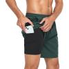 imageMens Swim Trunks with Compression Liner Board Shorts for Men Quick Dry Swimsuits Bathing Suit Swimwear MXXL7dark Green