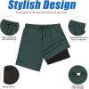 imageMens Swim Trunks with Compression Liner Board Shorts for Men Quick Dry Swimsuits Bathing Suit Swimwear MXXL7dark Green