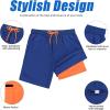 imageMens Swim Trunks with Compression Liner Board Shorts for Men Quick Dry Swimsuits Bathing Suit Swimwear MXXL7klein Blue