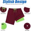 imageMens Swim Trunks with Compression Liner Board Shorts for Men Quick Dry Swimsuits Bathing Suit Swimwear MXXL7red Wine