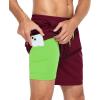 imageMens Swim Trunks with Compression Liner Board Shorts for Men Quick Dry Swimsuits Bathing Suit Swimwear MXXL7red Wine