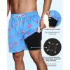 imageMens Swim Trunks with Compression Liner Board Shorts for Men Quick Dry Swimsuits Bathing Suit Swimwear MXXLA Sky Blue Flamingo