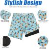 imageMens Swim Trunks with Compression Liner Board Shorts for Men Quick Dry Swimsuits Bathing Suit Swimwear MXXLLight Blue Pineapple