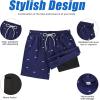 imageMens Swim Trunks with Compression Liner Board Shorts for Men Quick Dry Swimsuits Bathing Suit Swimwear MXXLNavy Blue Fish Bone
