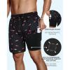 imageMens Swim Trunks with Compression Liner Board Shorts for Men Quick Dry Swimsuits Bathing Suit Swimwear MXXLPink Shark
