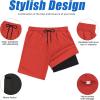 imageMens Swim Trunks with Compression Liner Board Shorts for Men Quick Dry Swimsuits Bathing Suit Swimwear MXXLRed