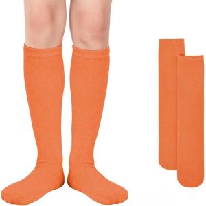 imageAmerican Trends Kids Knee High Socks Youth Seamless Cotton Long Socks Girls Boys Accessories for School Spirit Week Crazy Day1 Pack Orange