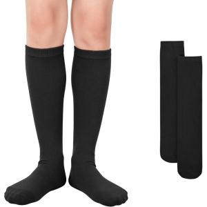 imageAmerican Trends Kids Knee High Socks Youth Seamless Cotton Long Socks Girls Boys Accessories for School Spirit Week Crazy Day1 Pack Pure Black