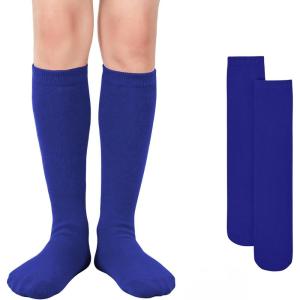 imageAmerican Trends Kids Knee High Socks Youth Seamless Cotton Long Socks Girls Boys Accessories for School Spirit Week Crazy Day1 Pack Royal Blue