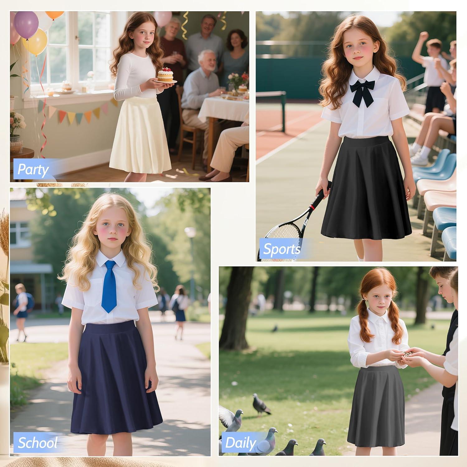 imageGirls Skorts with Builtin Shorts Athletic Skorts for Girls A Line Knee Length Uniform Skirt Size 614 for School SportsPink