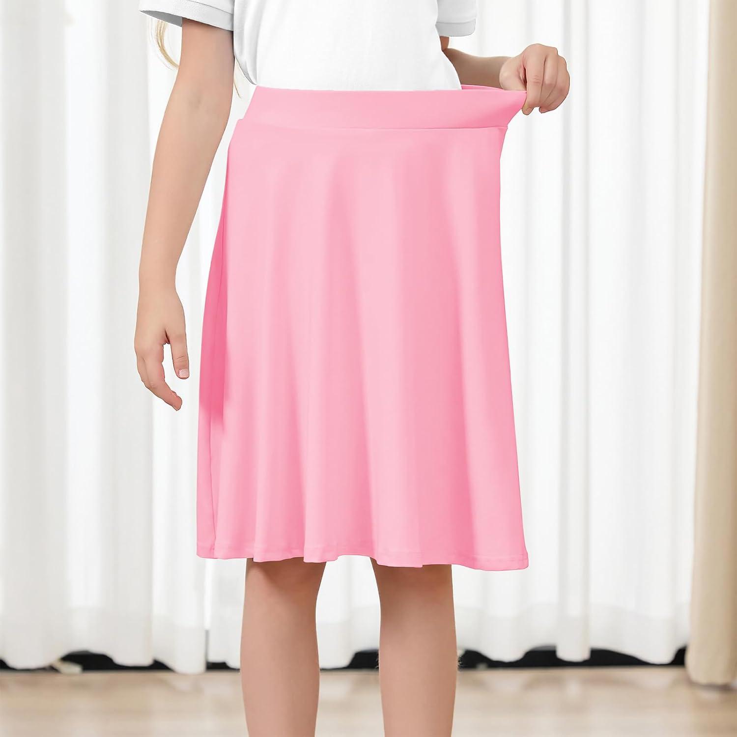 imageGirls Skorts with Builtin Shorts Athletic Skorts for Girls A Line Knee Length Uniform Skirt Size 614 for School SportsPink