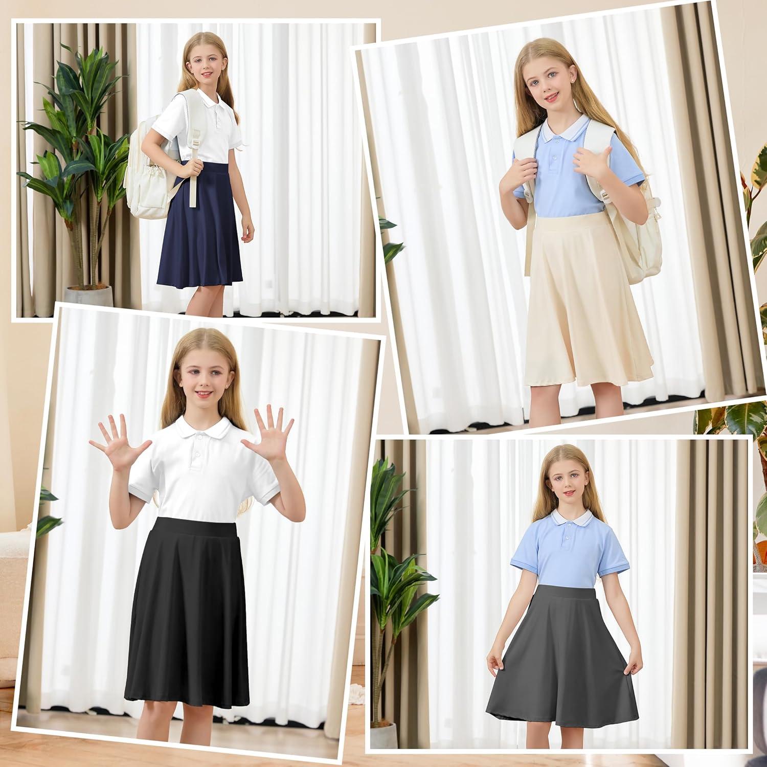 imageGirls Skorts with Builtin Shorts Athletic Skorts for Girls A Line Knee Length Uniform Skirt Size 614 for School SportsPink