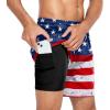 image4th of July Swim Trunks Men 7inch American Flag Compression Board Shorts Swimsuits Bathing Suit Swimwear