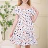 imageAmerican Trends Girls Dresses  Tie Back Summer Dress Ruffle Short Sleeve Square Neck Off Shoulder Size 415 YearsAmerican Flag