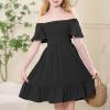 imageAmerican Trends Girls Dresses  Tie Back Summer Dress Ruffle Short Sleeve Square Neck Off Shoulder Size 415 YearsBlack