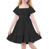 imageAmerican Trends Girls Dresses  Tie Back Summer Dress Ruffle Short Sleeve Square Neck Off Shoulder Size 415 YearsBlack