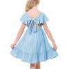 imageAmerican Trends Girls Dresses  Tie Back Summer Dress Ruffle Short Sleeve Square Neck Off Shoulder Size 415 YearsBlue