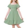 imageAmerican Trends Girls Dresses  Tie Back Summer Dress Ruffle Short Sleeve Square Neck Off Shoulder Size 415 YearsGreen